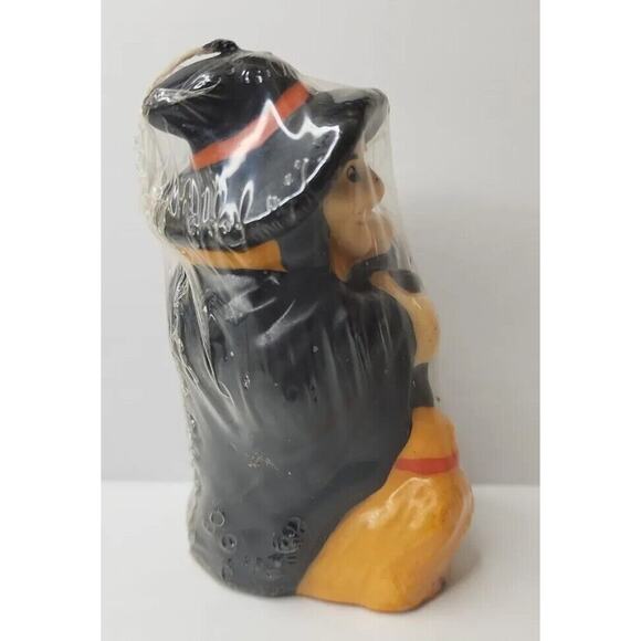 Vintage Witch Holding Broom Candle New in Packaging 4" SKU H30 - Picture 5 of 7